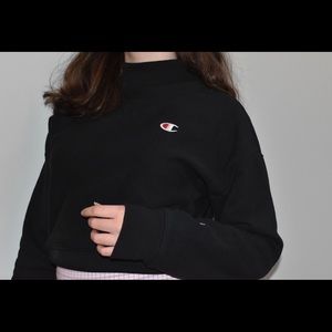 champion reverse weave mock neck crop crew
